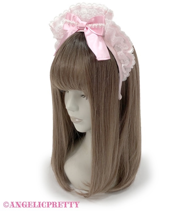 Frill See Through Cafe Headbow - Pink x Black