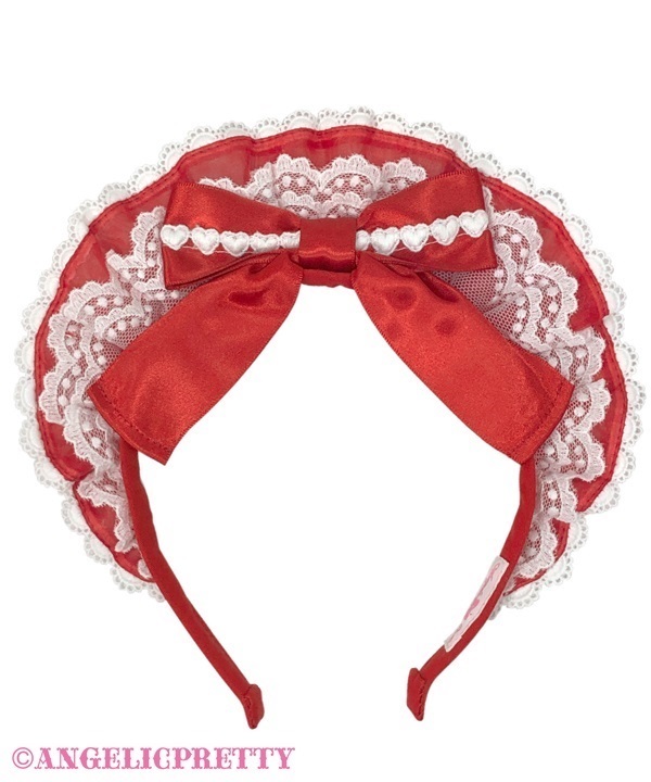 Frill See Through Cafe Headbow - Red