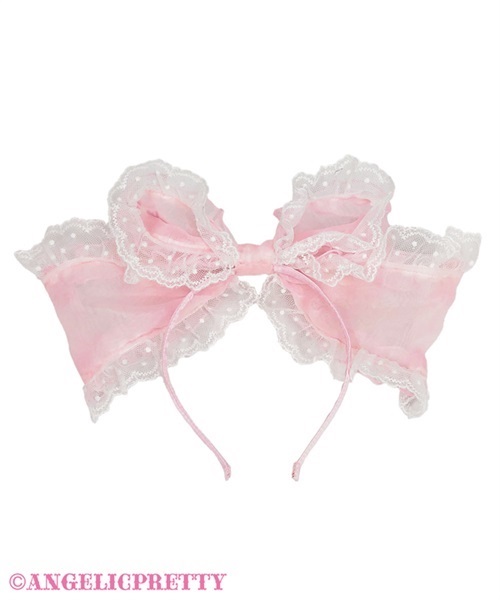 Frill See Through Headbow - Deep Pink