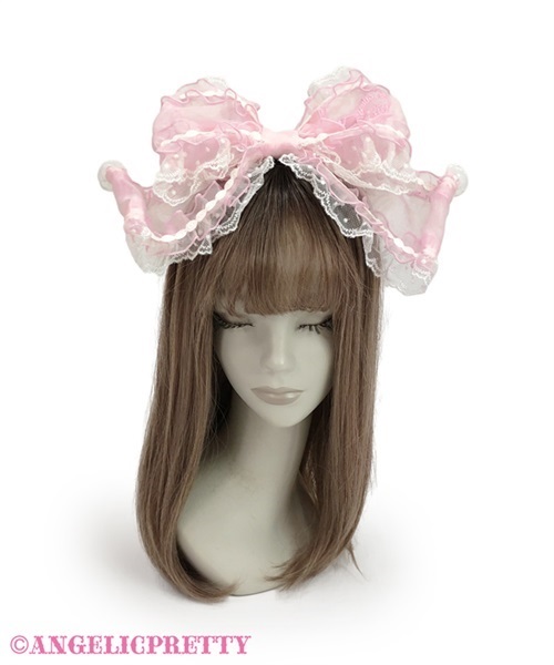 Frill See Through Headbow - Deep Pink