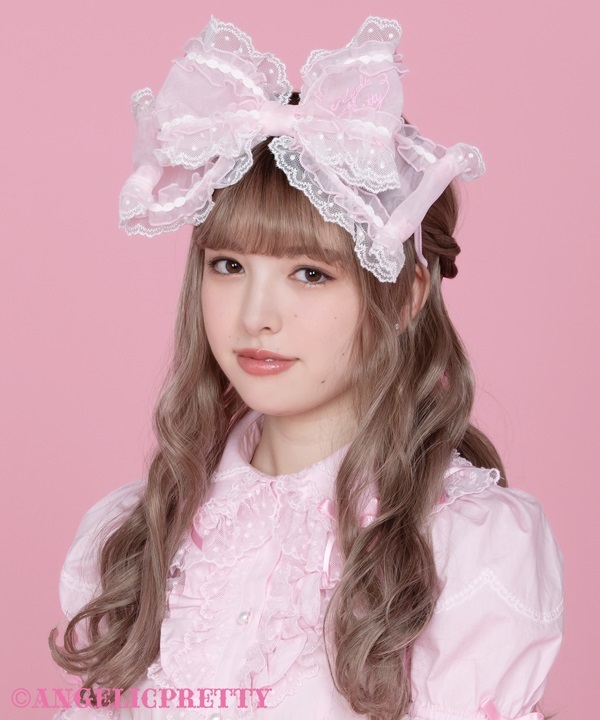 Frill See Through Headbow - Deep Pink