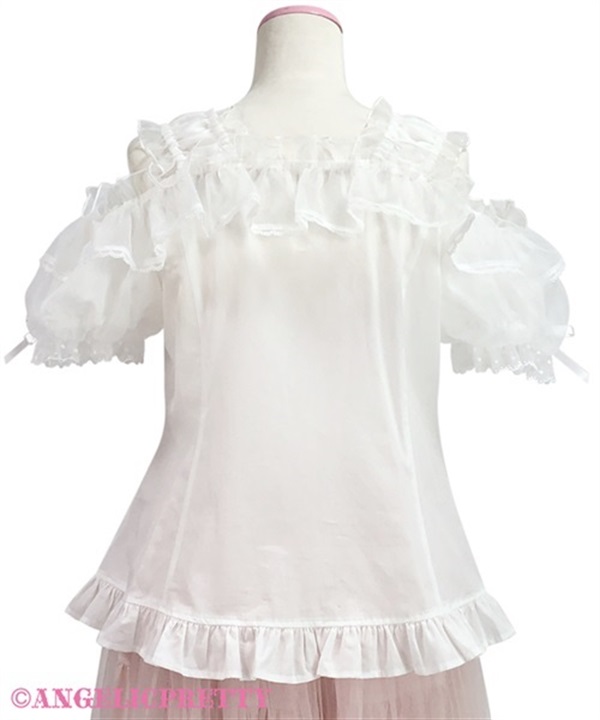 Frill See Through Off Shoulder Blouse - Pink