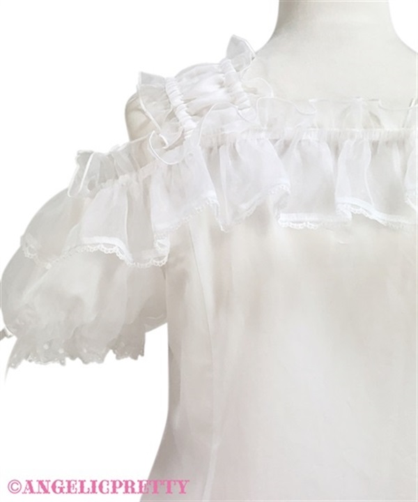 Frill See Through Off Shoulder Blouse - Pink