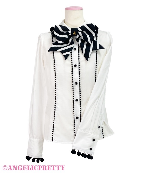 Happy Pom Pom Blouse - White - Click Image to Close