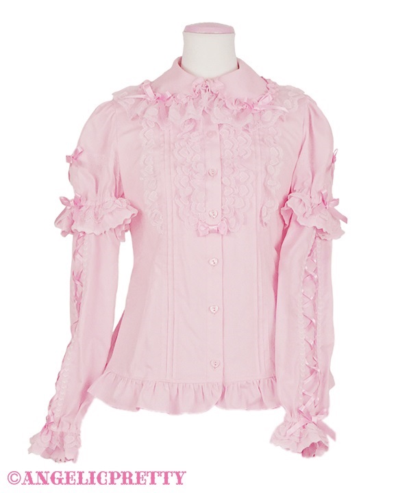 Heart Lace Removable Sleeve Blouse - Pink
