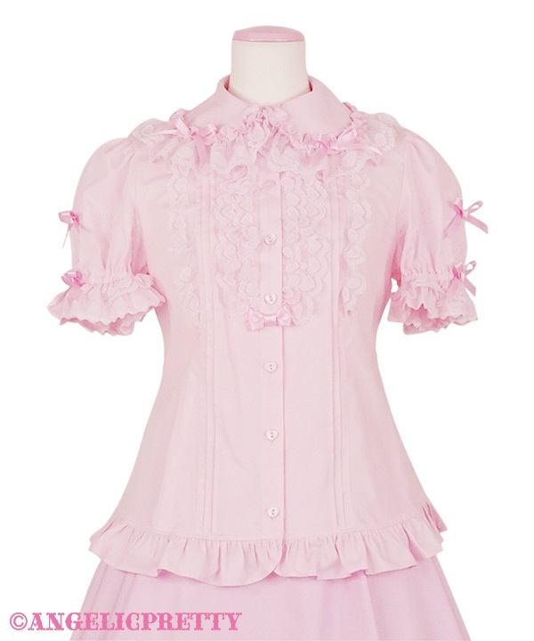 Heart Lace Removable Sleeve Blouse - Pink