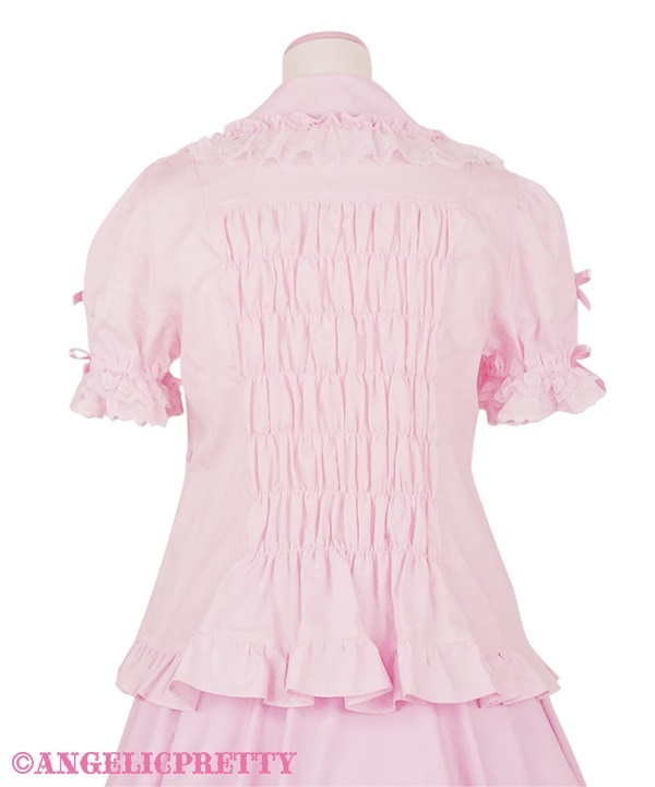 Heart Lace Removable Sleeve Blouse - Pink