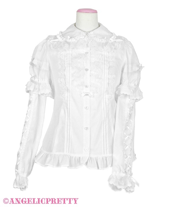 Heart Lace Removable Sleeve Blouse - White