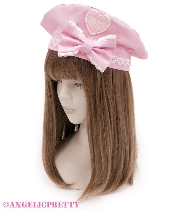 Heart Patch Beret - Black