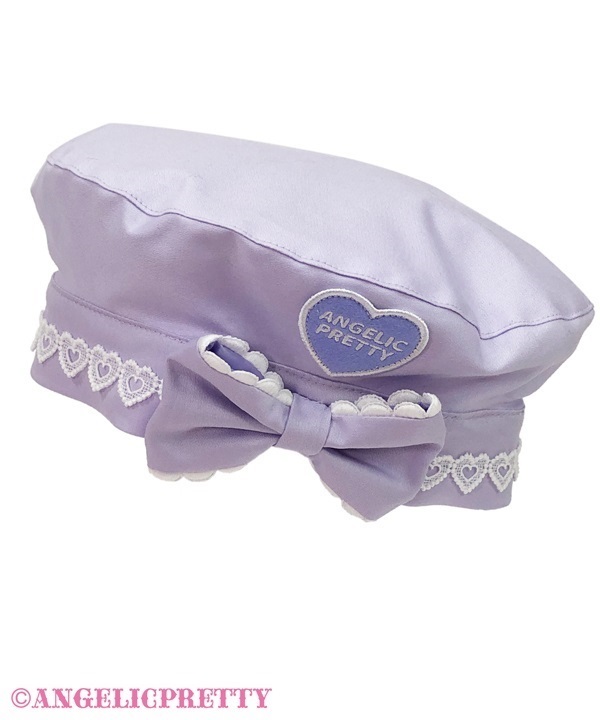 Heart Patch Beret - Lavender - Click Image to Close