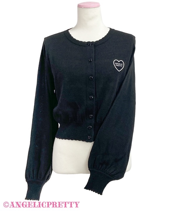 Heart Patch Knit Cardigan - Black