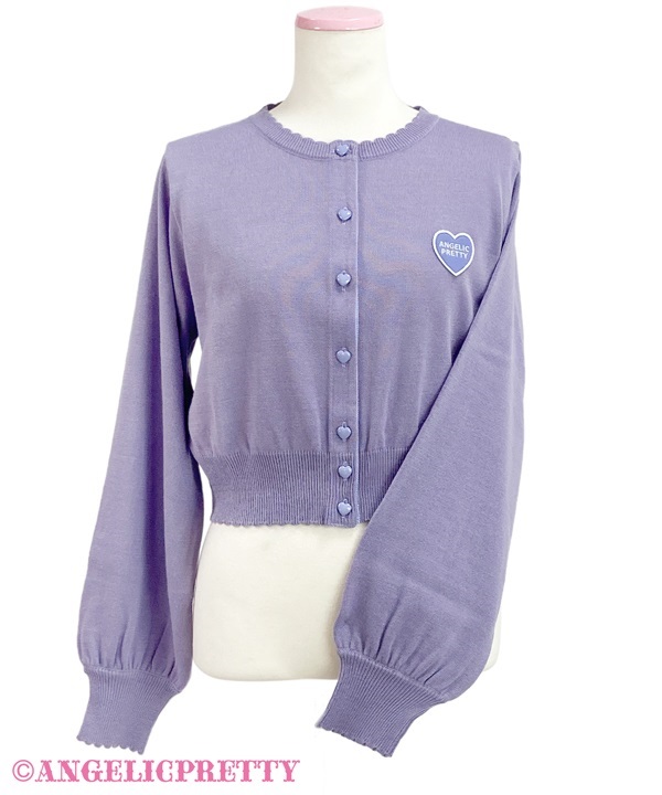 Heart Patch Knit Cardigan - Lavender