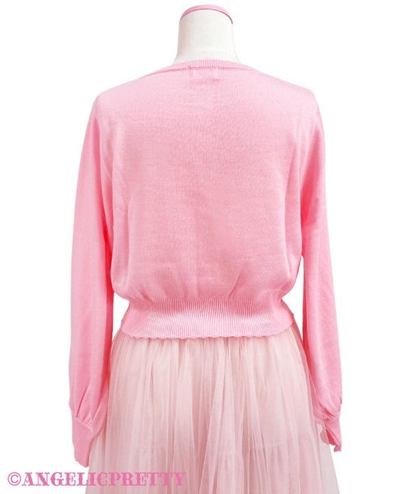 Heart Patch Knit Cardigan - Pink