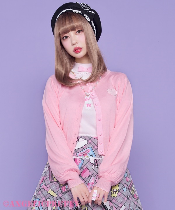 Heart Patch Knit Cardigan - Pink