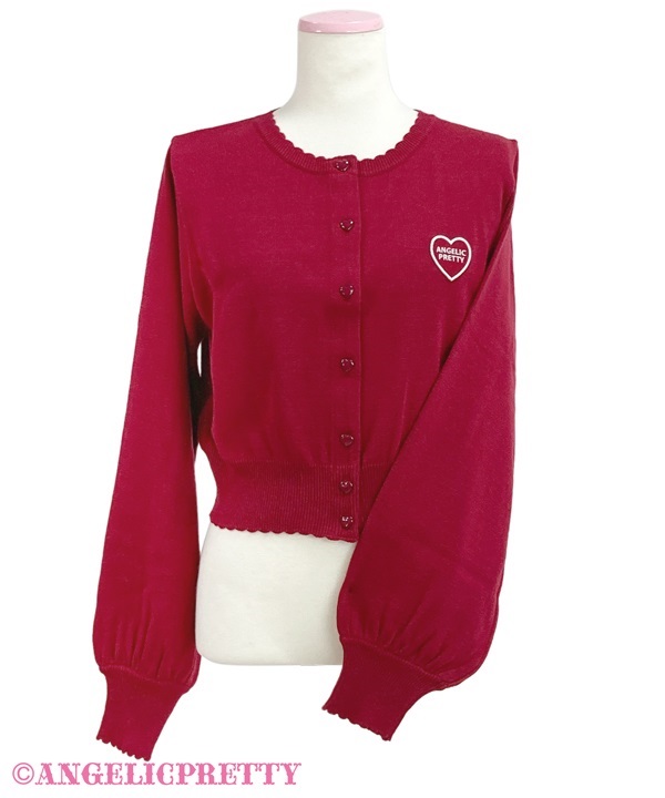 Heart Patch Knit Cardigan - Wine