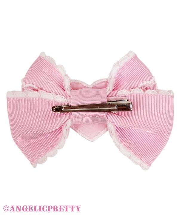 Heart Patch Ribbon Clip Set - Deep Pink