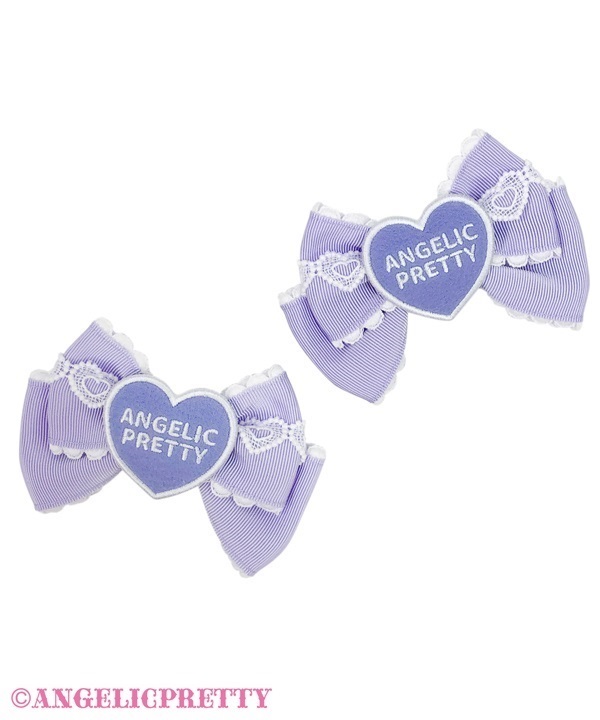 Heart Patch Ribbon Clip Set - Lavender