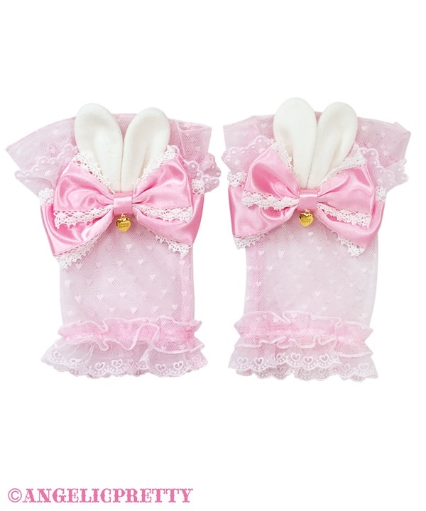 Heart Tulle Bunny Arm Warmer - Pink - Click Image to Close