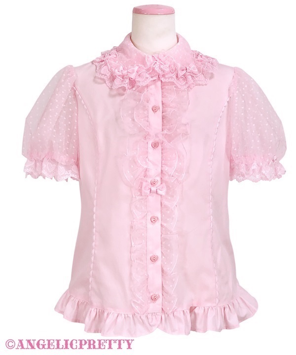 Heart Tulle Frill Blouse - Pink