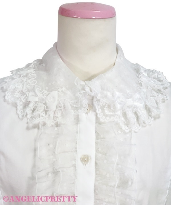 Heart Tulle Frill Blouse - White