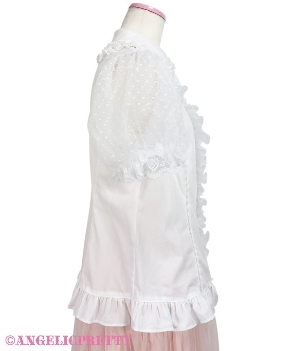 Heart Tulle Frill Blouse - White