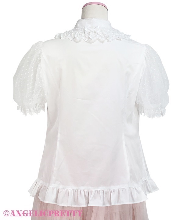 Heart Tulle Frill Blouse - White