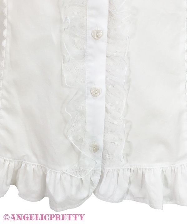 Heart Tulle Frill Blouse - White