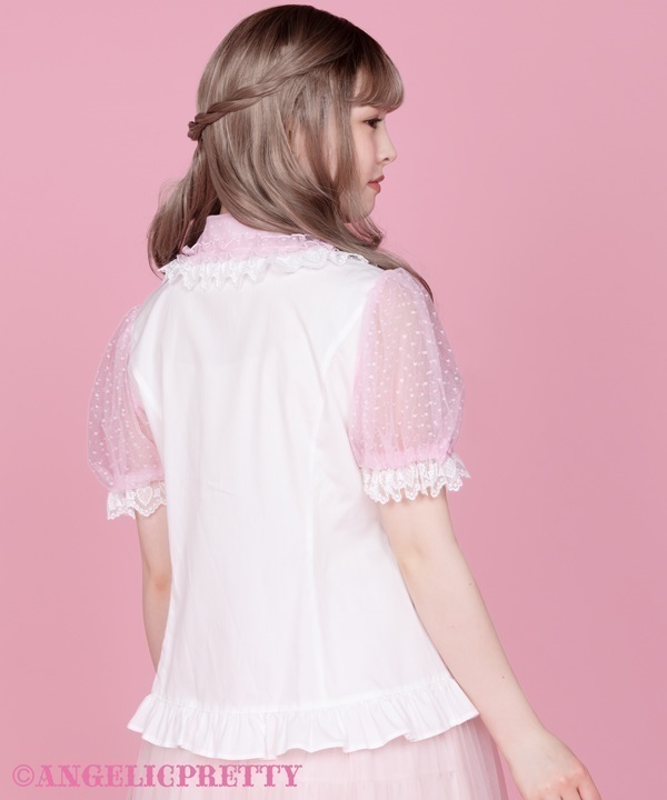 Heart Tulle Frill Blouse - White