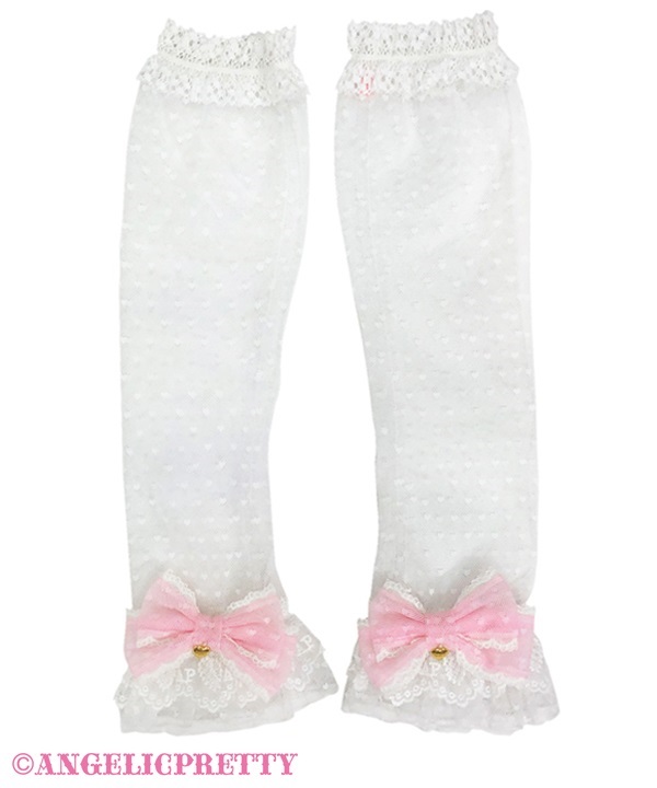 Heart Tulle Princess Arm Warmer - White x Pink