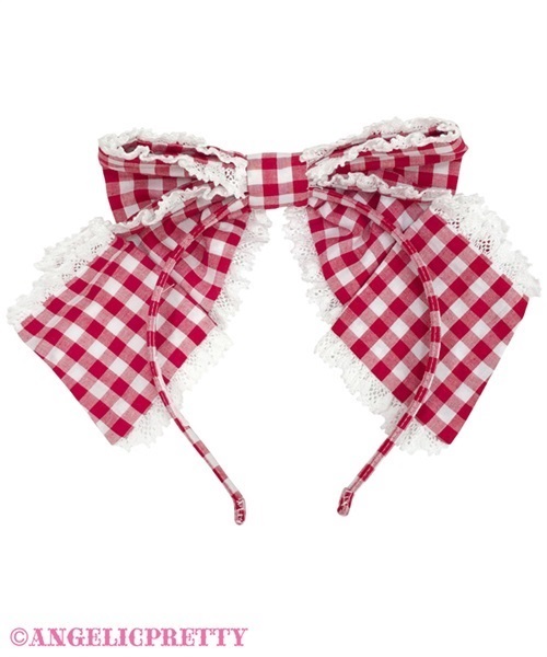 Humming Ribbon Headbow (Gingham) - Black