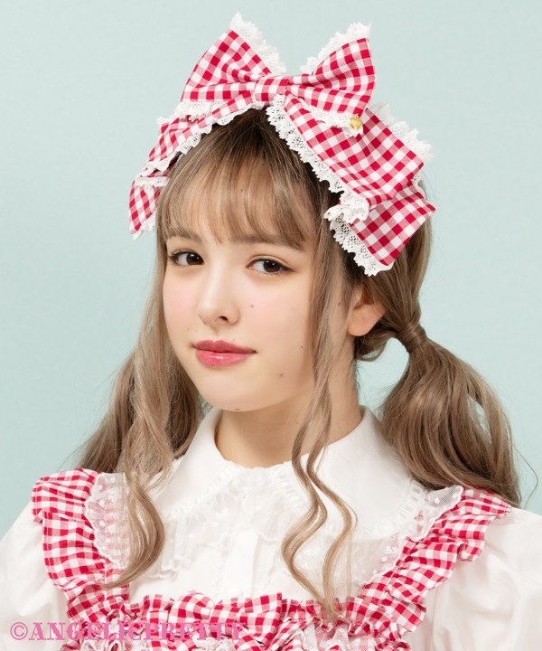 Humming Ribbon Headbow (Gingham) - Black