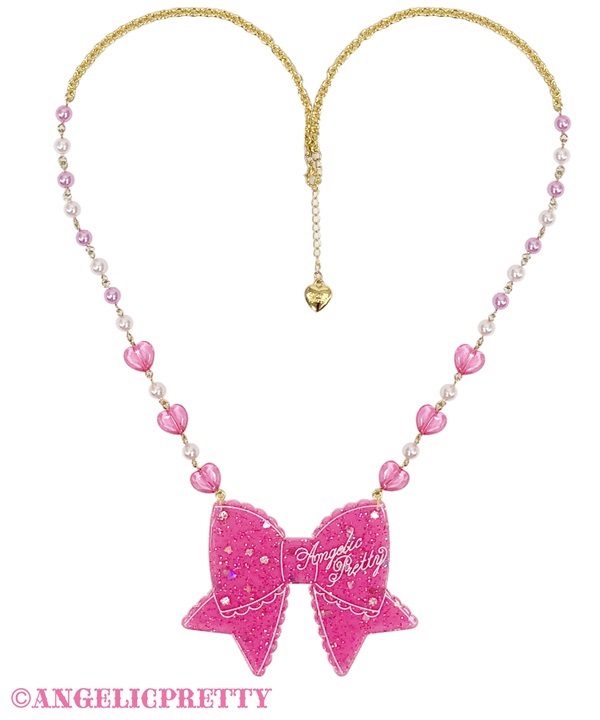 Kirameki Ribbon Necklace - Deep Pink