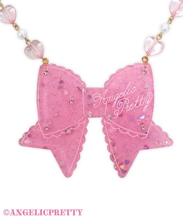 Kirameki Ribbon Necklace - Deep Pink