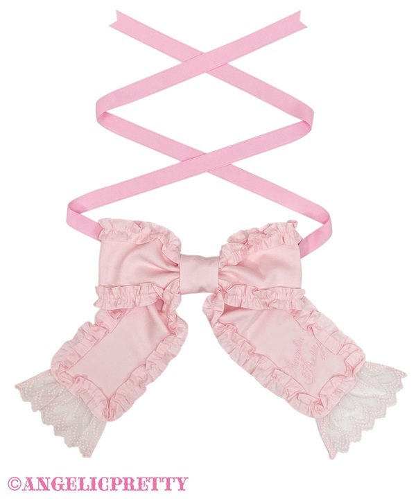 Logo Embroidery Ribbon Tie - Pink - Click Image to Close