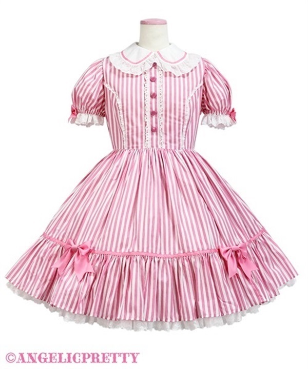 Lyrical Bunny Stripe Diner One Piece Set - Pink