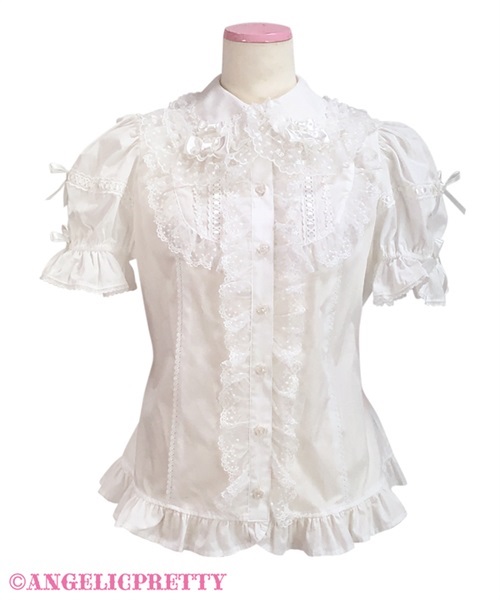 Omekashi Ladder Lace Removable Sleeve Blouse - White