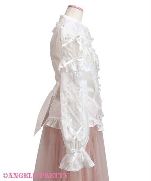 Omekashi Ladder Lace Removable Sleeve Blouse - White