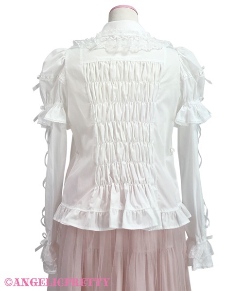 Omekashi Ladder Lace Removable Sleeve Blouse - White