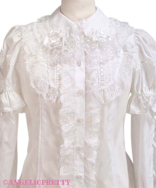 Omekashi Ladder Lace Removable Sleeve Blouse - White