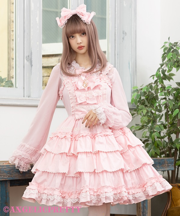 Pretty Frill Jumperskirt (Plain) - Pink