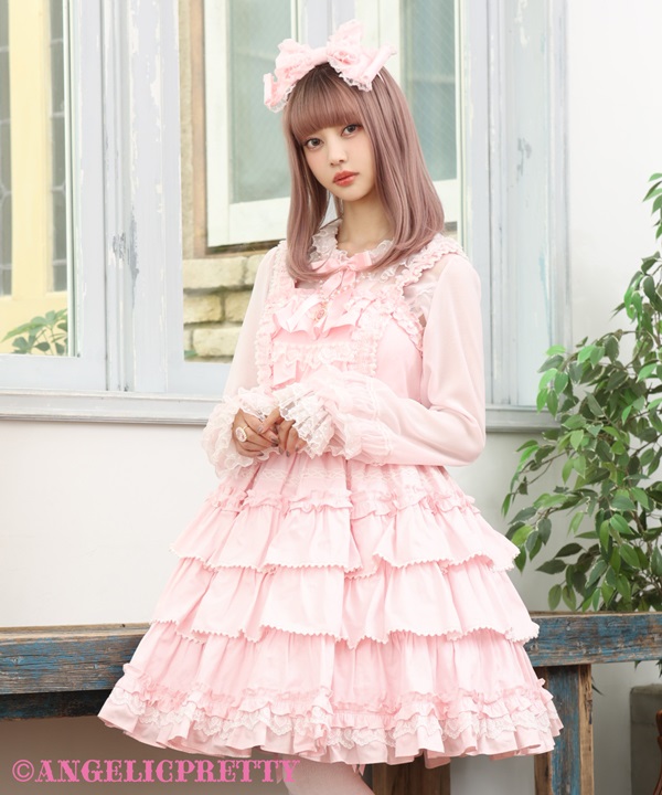 Pretty Frill Jumperskirt (Plain) - Pink