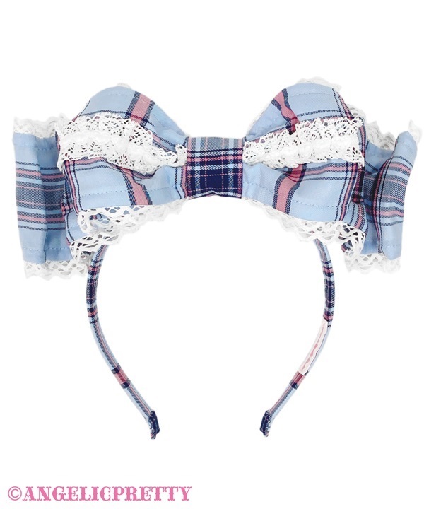 Pretty Kururin Headbow (Tartan) - Sax