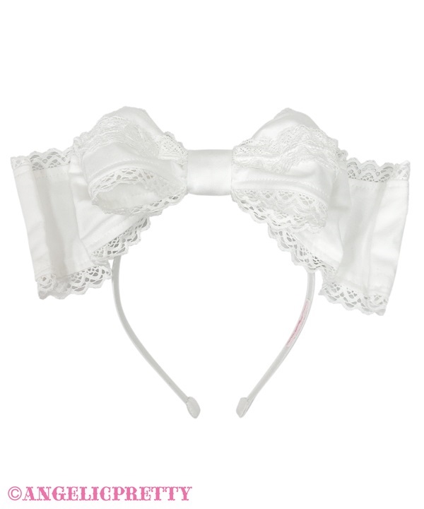 Pretty Kururin Headbow (Plain) - White - Click Image to Close