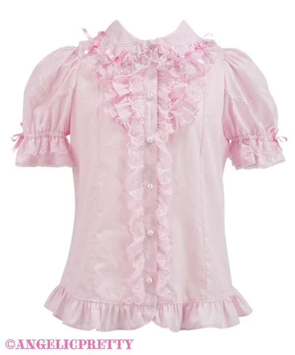 Scallop Whip Lace Blouse - Pink