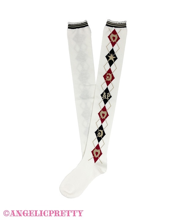 School Argyle Over Knee - Ivory