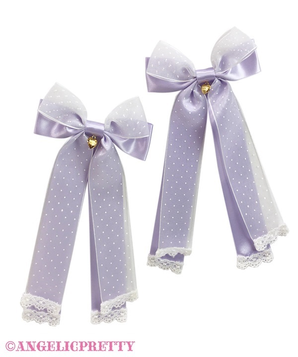 Sheer Dot Ribbon Clip Set - Lavender