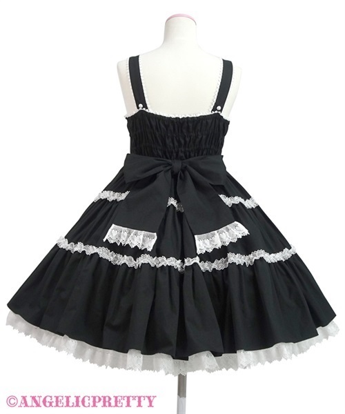 Shoulder Ribbon Jumperskirt - Black