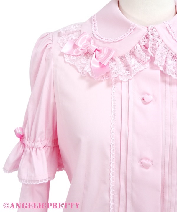 Simple Pin Tuck Removable Sleeve Blouse - Pink