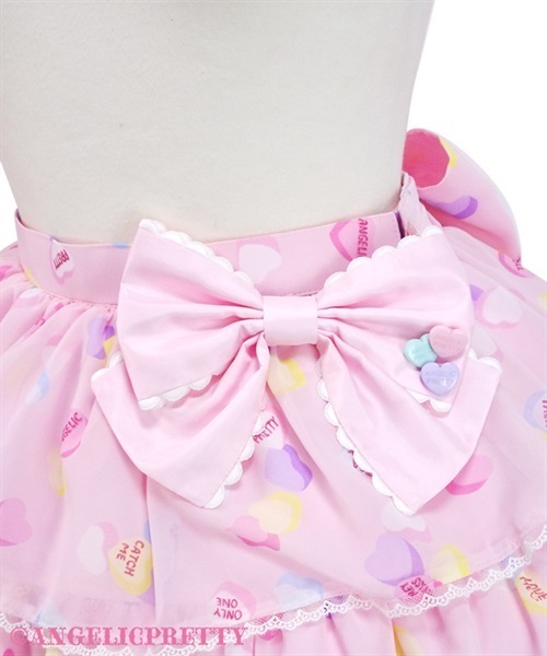 Sugar Hearts Tiered Skirt - Pink - Click Image to Close