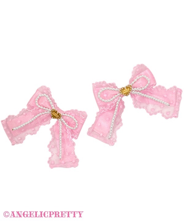 Sweet Actress Ribbon Clip Set - Pink - Click Image to Close